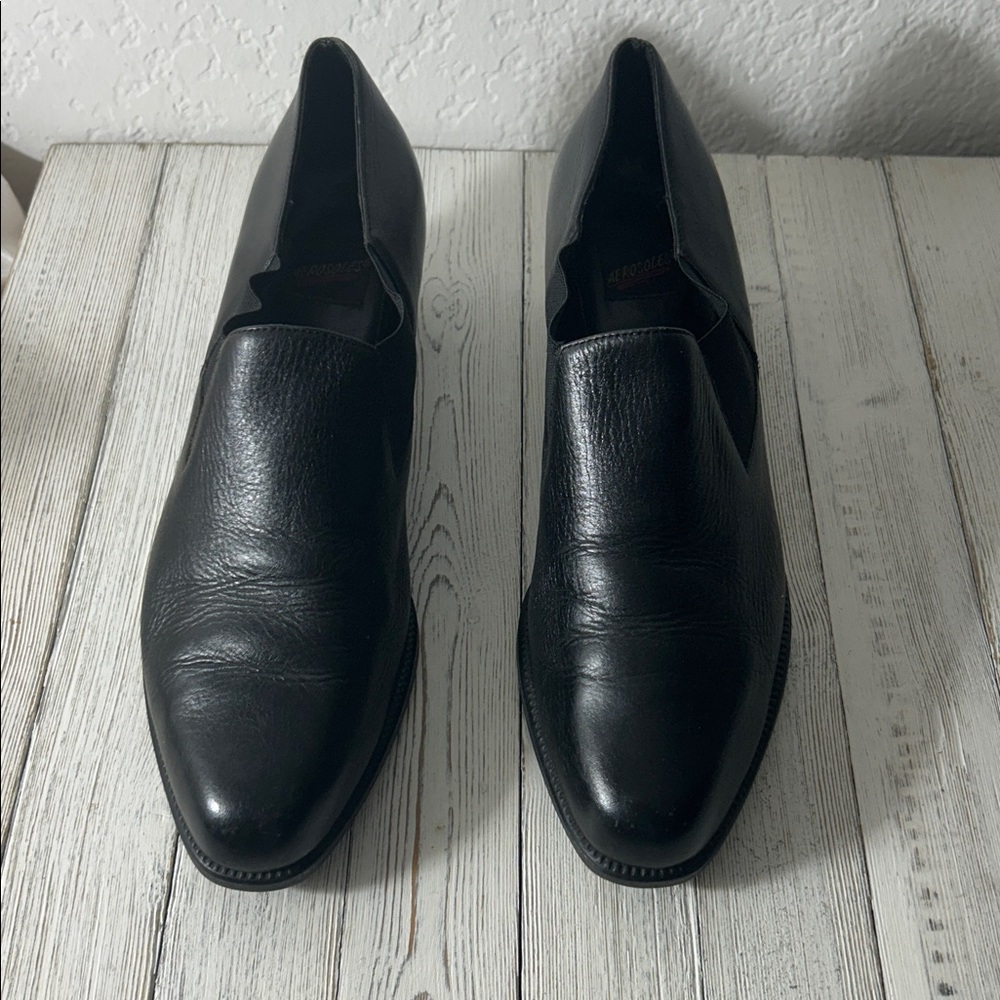 NWOT AEROSOLES Black Leather Comfort Technology Diamond Sole Shoes